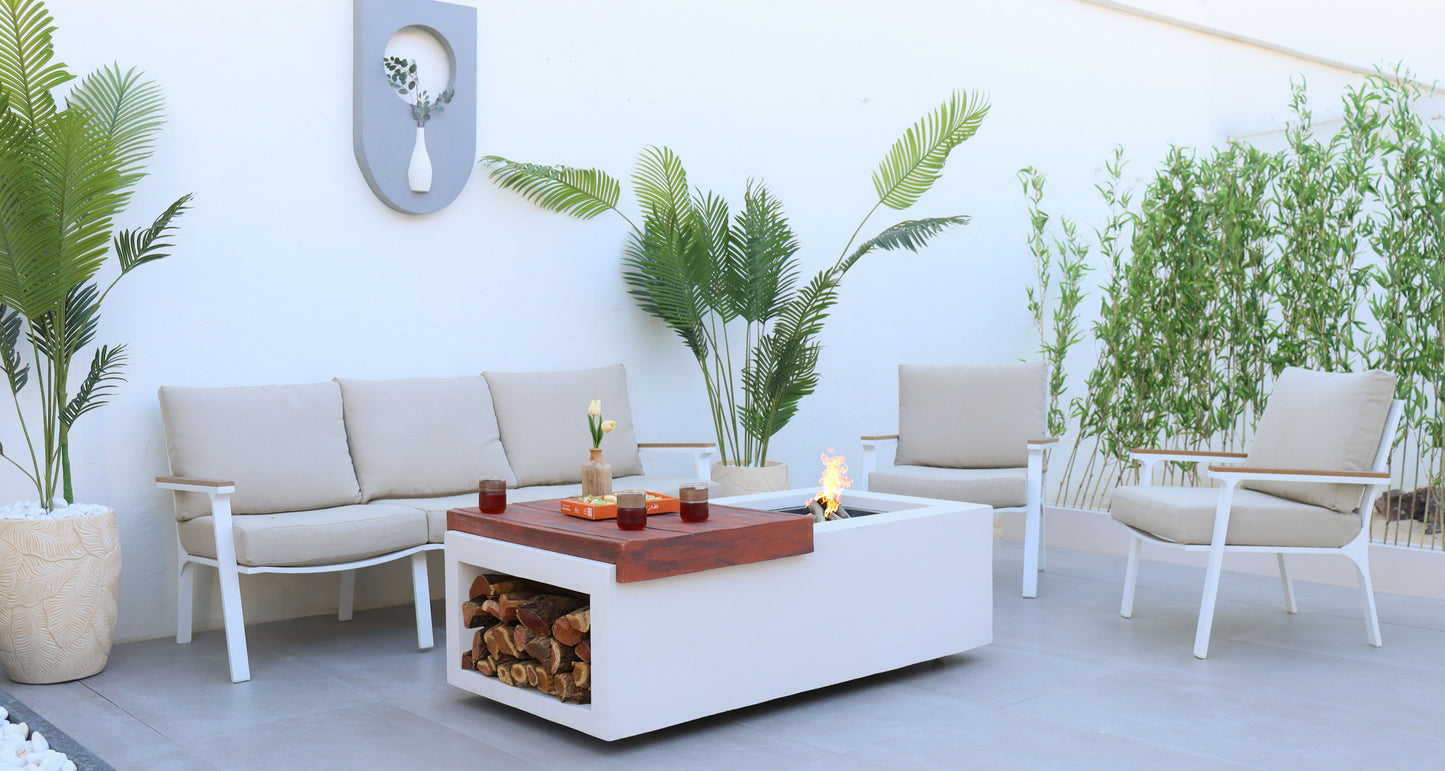 موقد المصمك الخارجي مصنوع من مادة GRC بتصميم فاخر للجلسات الخارجية