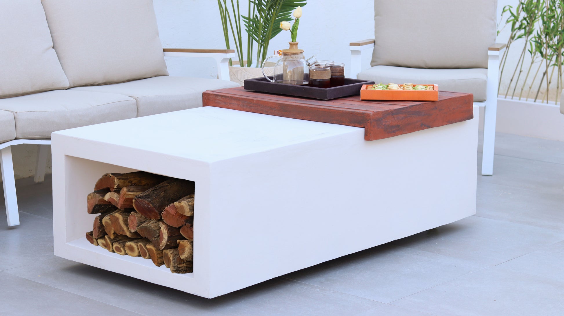 تفاصيل موقد المصمك GRC مع قطعة متحركة بطابع خشابي