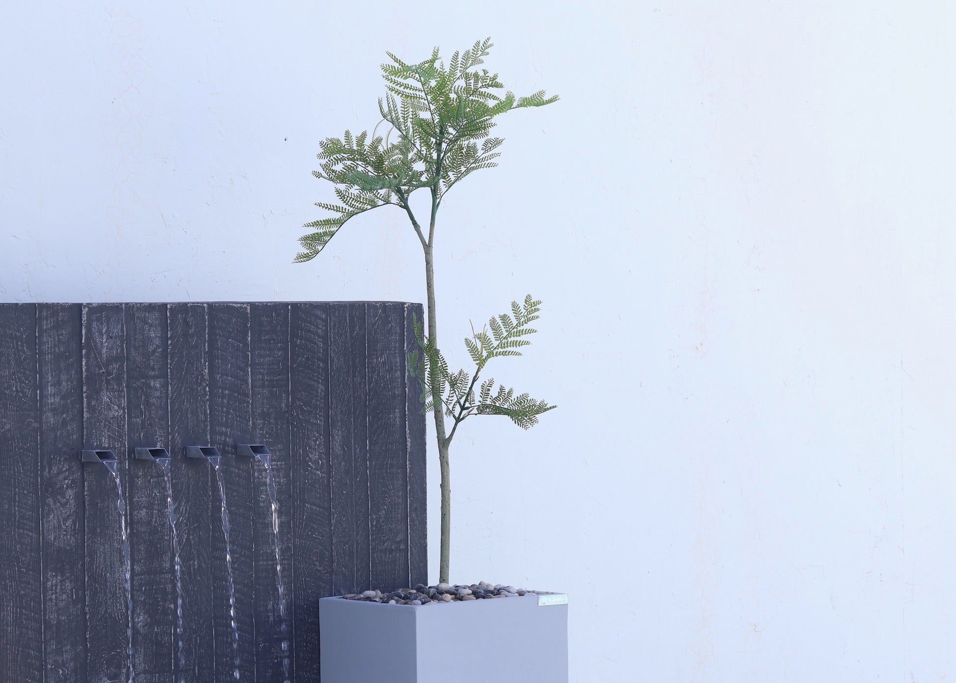 شلال بلمسات طبيعية مع نباتات تضيف حيوية للمكان