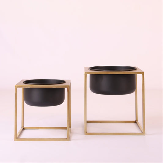 أحواض سوداء بستاند ذهبي