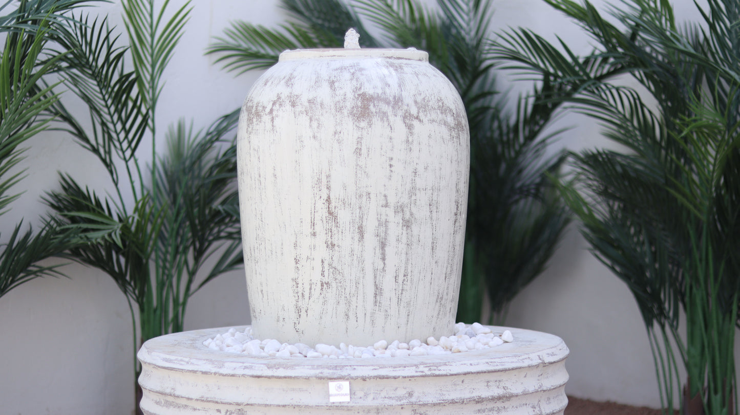 نافورة ديكور خارجية من الكونكريت ألياف مخفف بتصميم كلاسيكي أنيق مع مزيج من حجر الزينة.