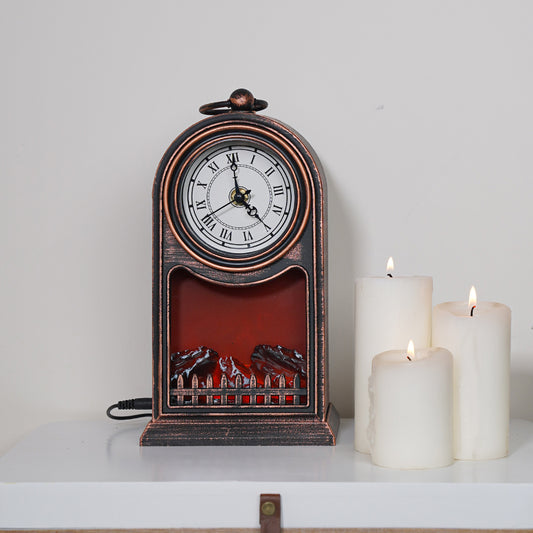 مدفأة كلاسيكية بساعة تعمل بالبطاريات ووصلة USB