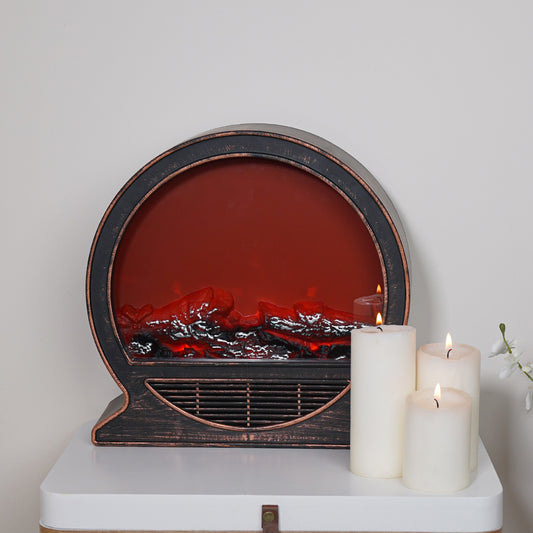 مدفأة قلو دائرية للديكور بإضاءة لهب شكلي