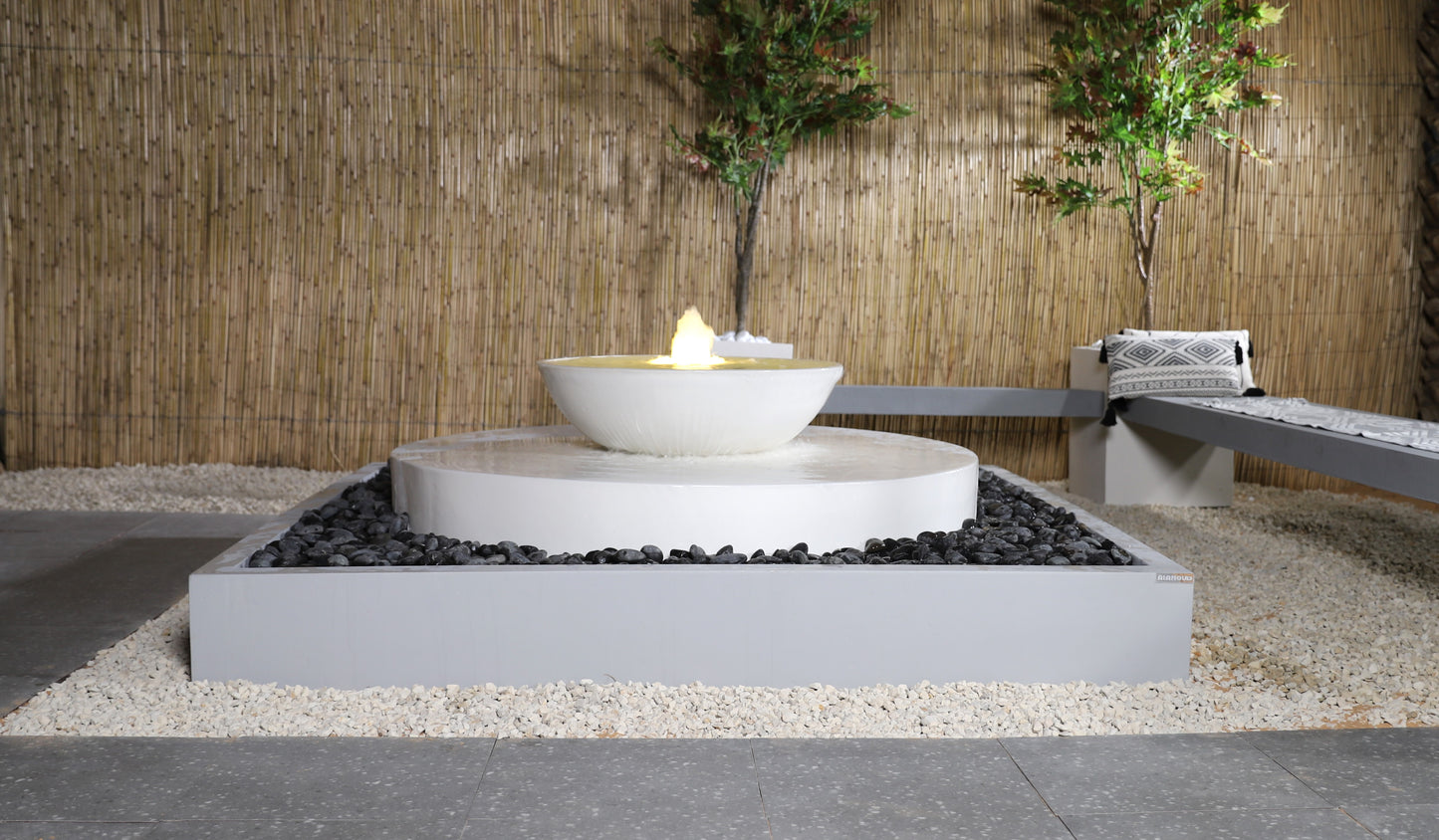 نافورة ديكور بمزيج من حجر الزينة ولمسة فاخرة